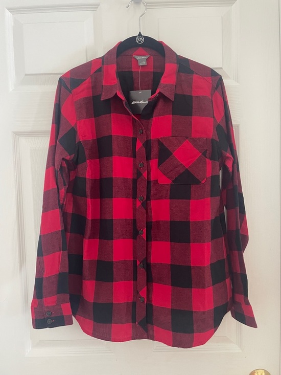 Eddie Bauer Tops - Eddie Bauer Red and Black Plaid Button-Up Shirt
